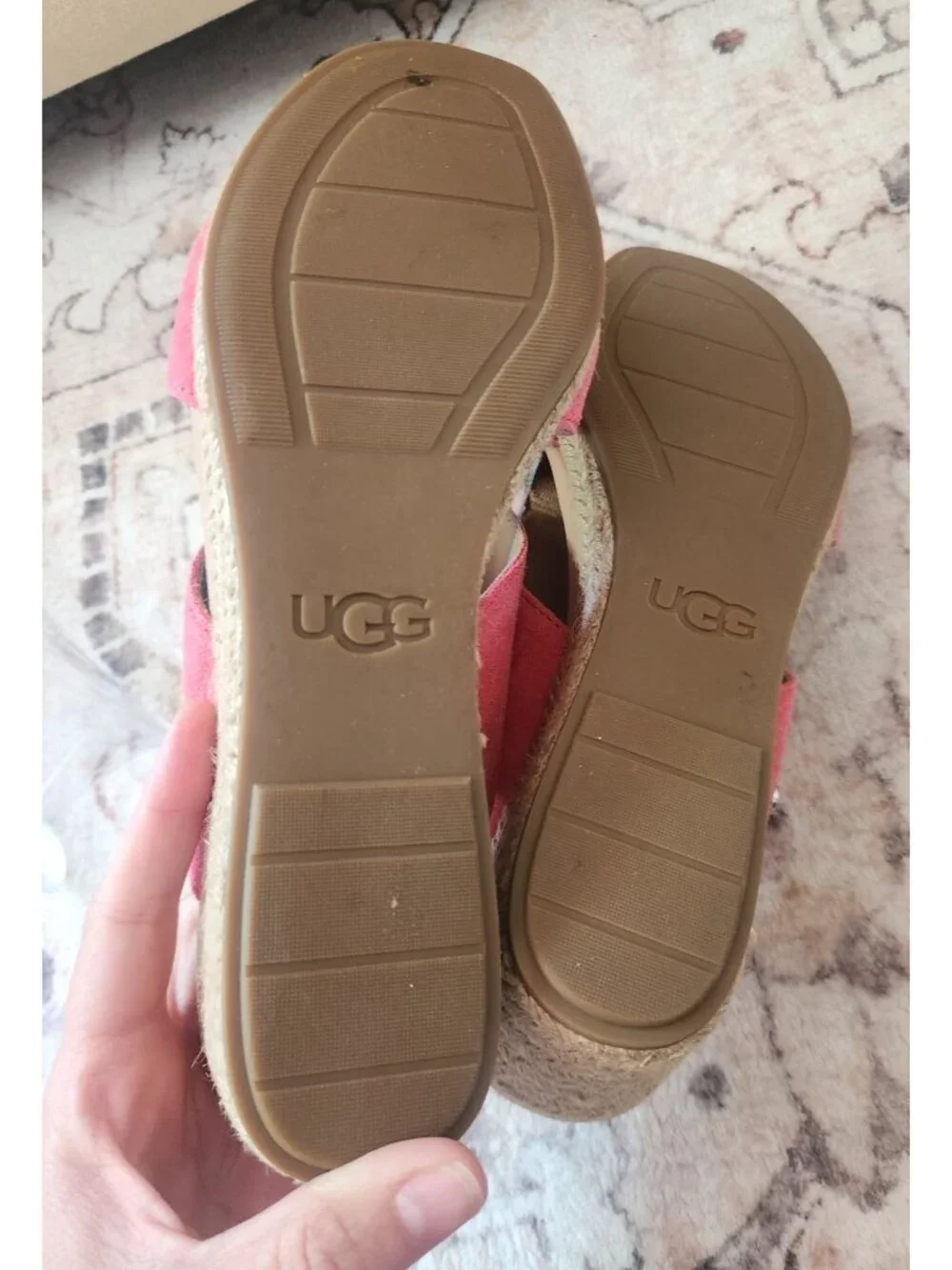 UGG Women's Sz. 10 Eirene Espadrilles Wedge Slide Pink Suede